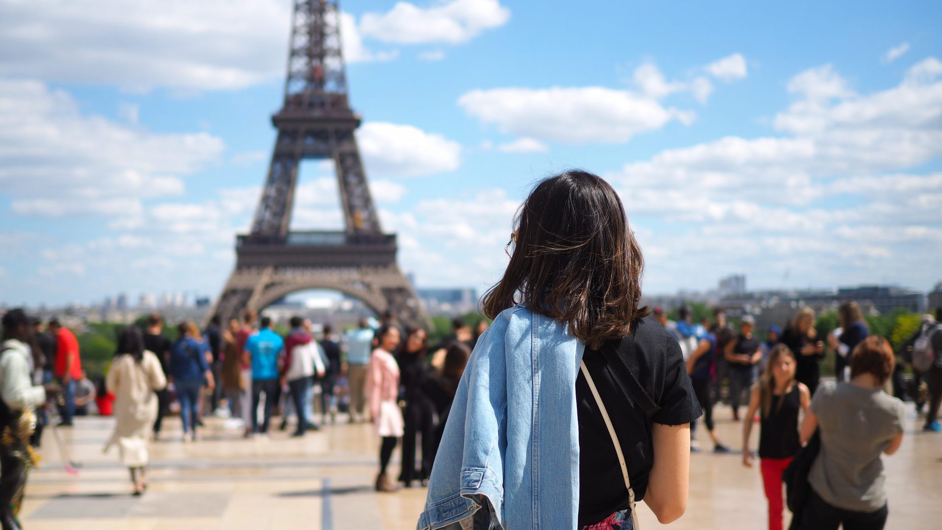 Crowds Near The Eiffel Tower